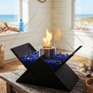 The Posh Prism Tabletop Fireplace Firefly Blue Fireglass - FREE SHIPPING!!